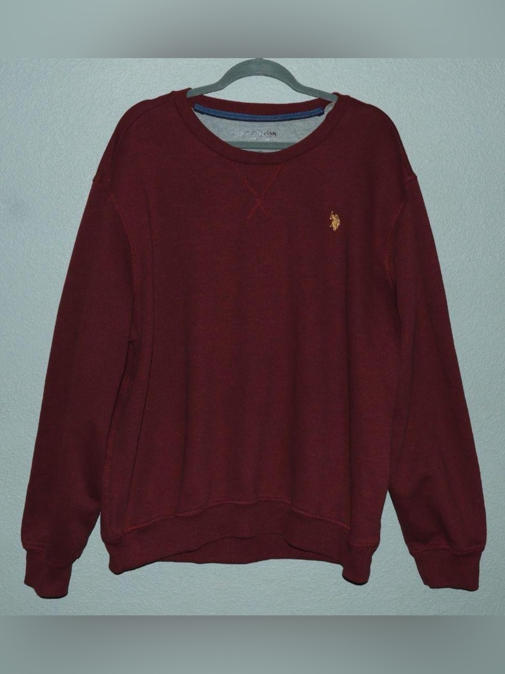 U.S. Polo Assn. Maroon Crewneck Sweatshirt with Gold Logo